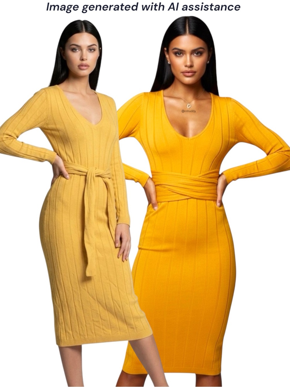 NWT JLUXLABEL S yellow Kita waist tie long sleeve midi dress